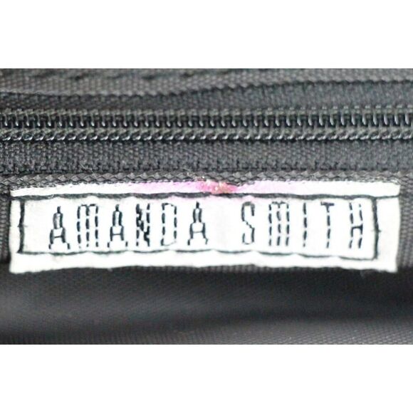 XLarge Amanda Smith BLACK COTTON REAL LEATHER TRIM SHOULDER BAG HANDBAG PURSE - Picture 8 of 13